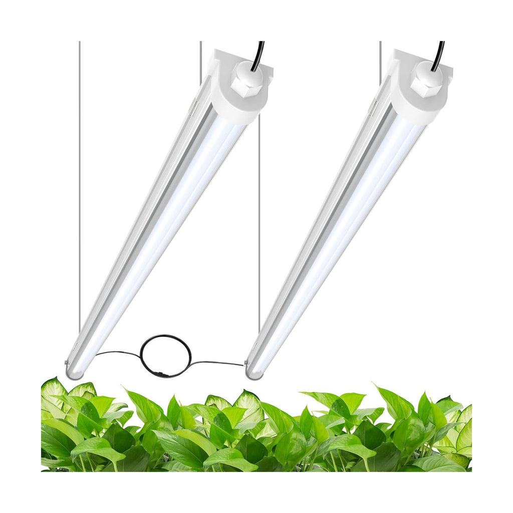 JESLED Waterproof T8 Grow Lights, 4FT 5000K Full Spectrum Daylight, 2Packs | 96W(2 X 48W), 600W Equivalent, V-Shaped