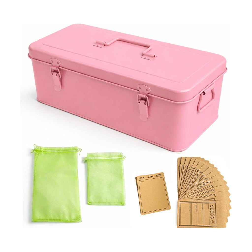 Seed Storage Organizer - Metal Garden Seed Storage Organization System for 50-100+ Seed Packets, Includes Envelopes &