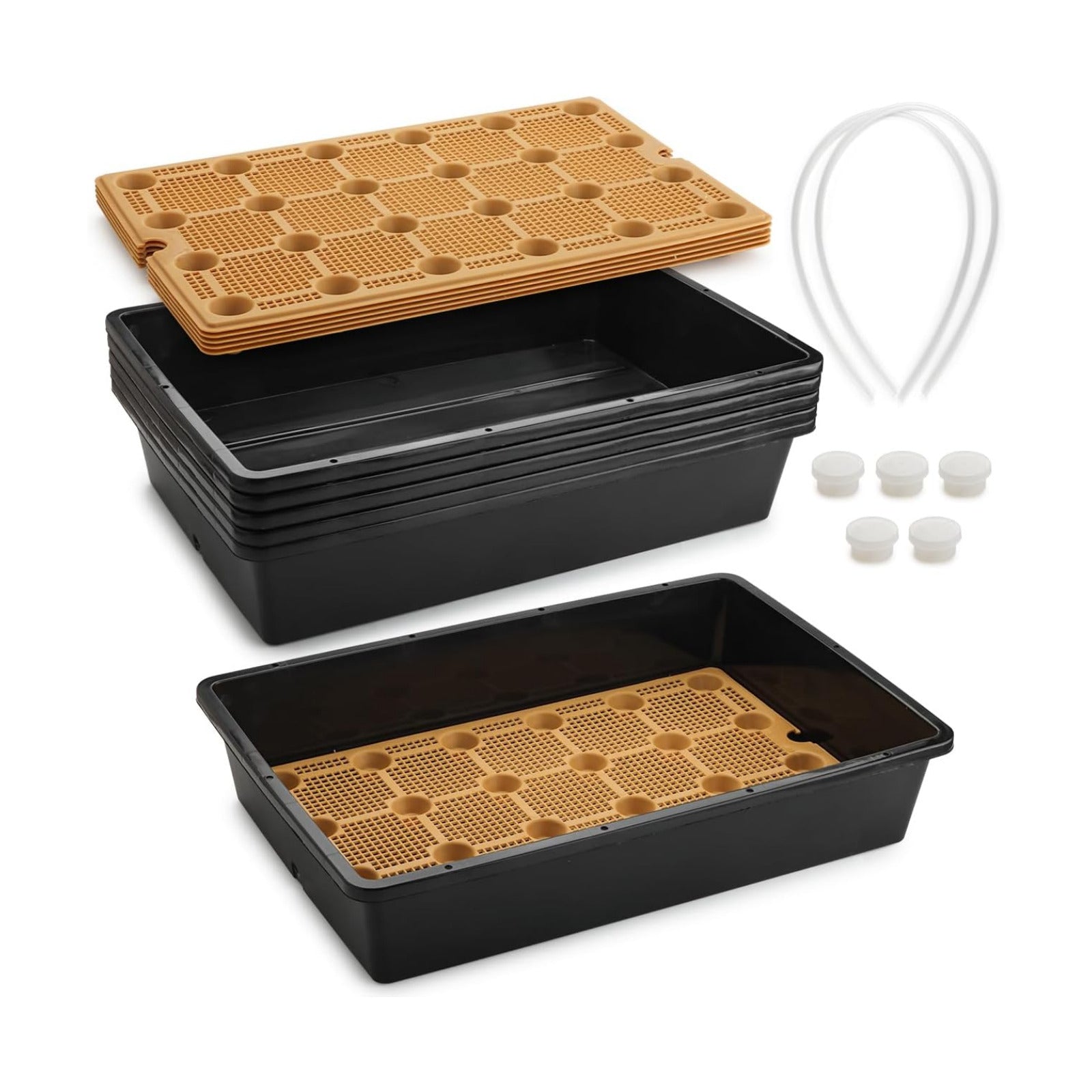 5 Pack Nursery Pots Trays with Removable Mesh Drainage Mat, Plastic Seed Starter Trays (17"x12"x3.5") with Drainage