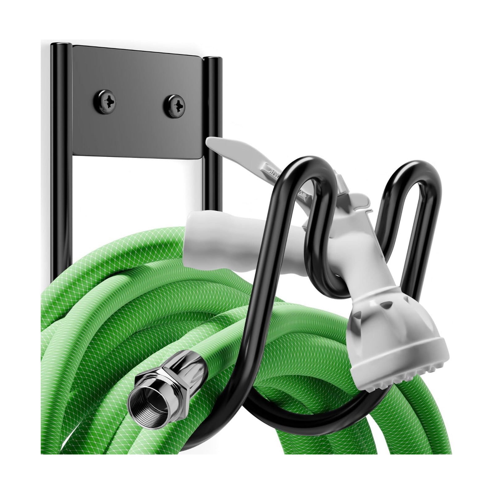 Black Metal Garden Hose Holder - Wall Mounted Water Hose Holder - Hose Hanger Heavy Duty for Water Hose Extension Cords