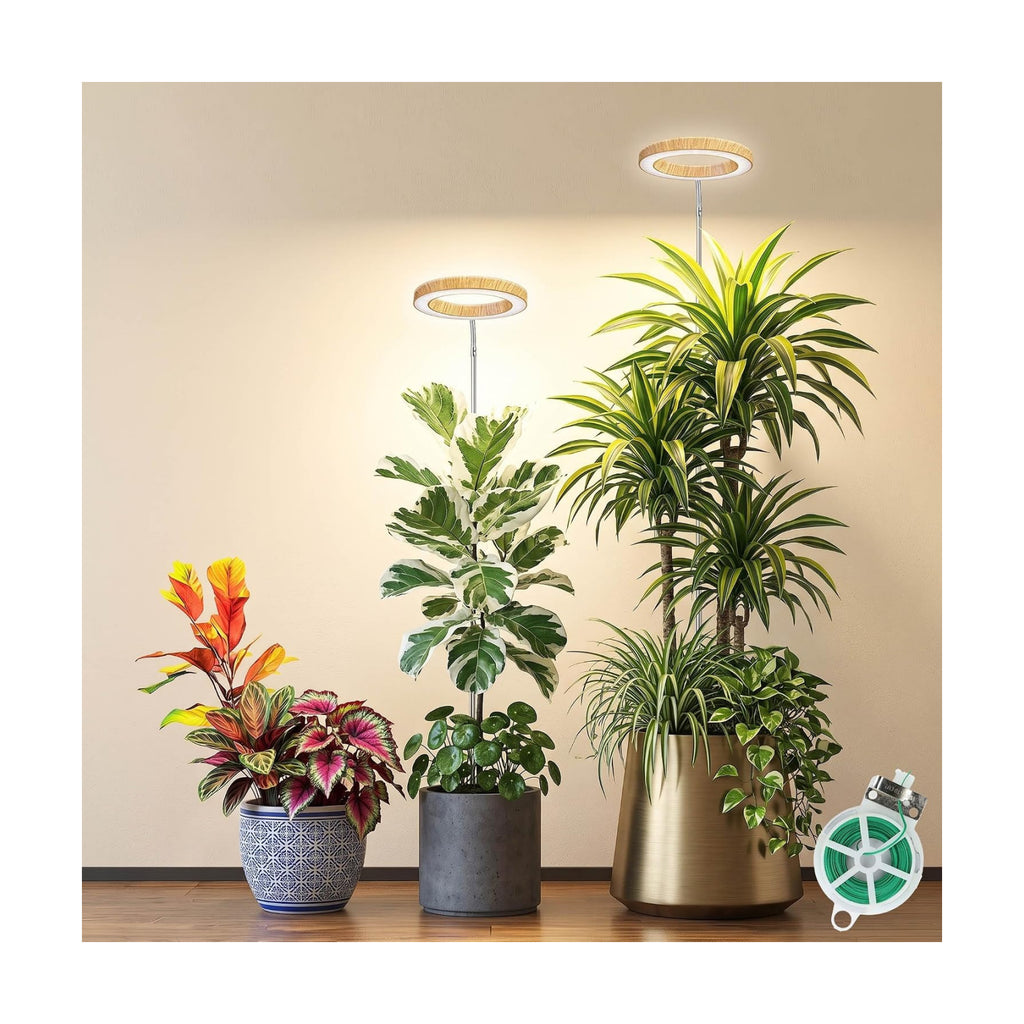 Grow Lights for Indoor Plants Full Spectrum,6.3" LED Wood Grain Plant Grow Light,9.8-65in Height Adjustable Plant
