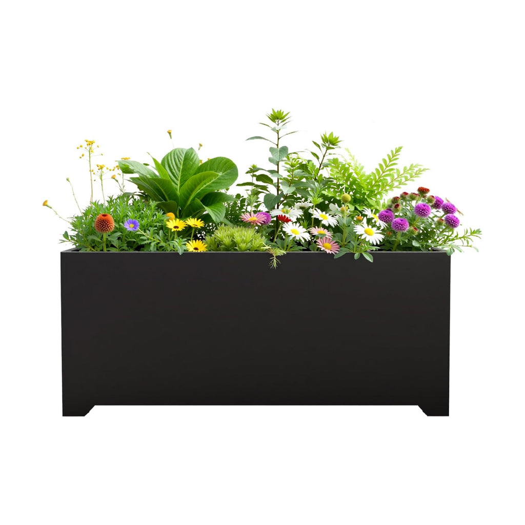 36" Black Long Box Planter with Legs, Large Rectangular Planter for Outdoor | Heavy-duty steel, rust-resistant, with