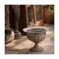 Vintage Urn Planter with Embossed Pattern, Imitation Stone Finish Flower Pot, Distressed Classic Plant Pot for Outdoor