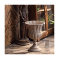 Vintage Urn Planter with Embossed Pattern, Imitation Stone Finish Flower Pot, Distressed Classic Plant Pot for Outdoor