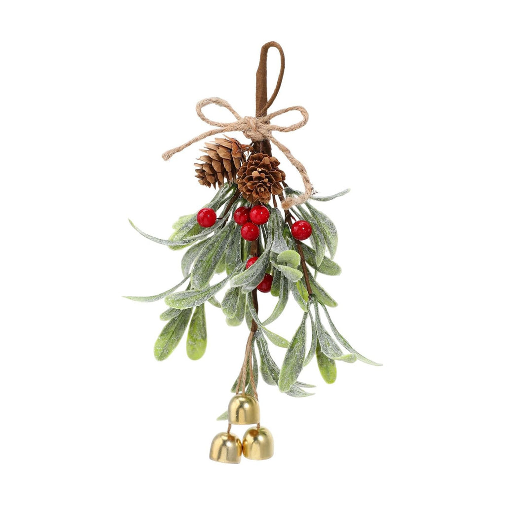 Artificial Mistletoe Christmas Decor - Christmas Ornaments with Bells Red Berries for Tree Porch Holiday Decorations
