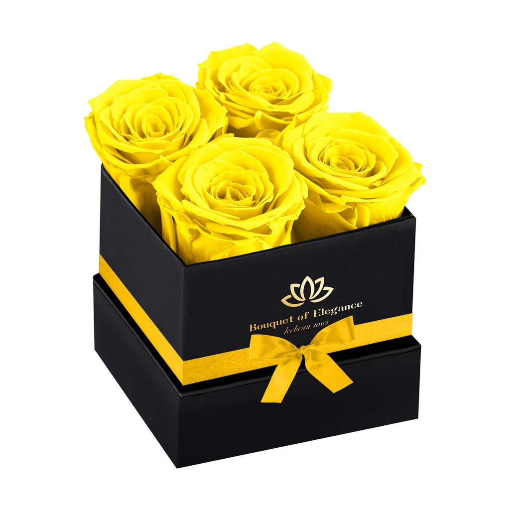 Yellow Forever Flowers Roses in A Box,Real Preserved Flowers,Preserved Roses,Forever Flower Gifts for Women/Men/Mom,Flowers for Valentine's Mothers Day
