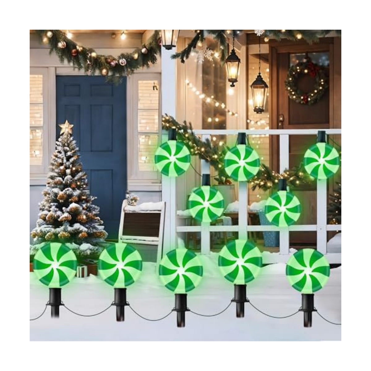 Ultimate Unicorn Christmas Lollipop Pathway Lights Green, Christmas Decor