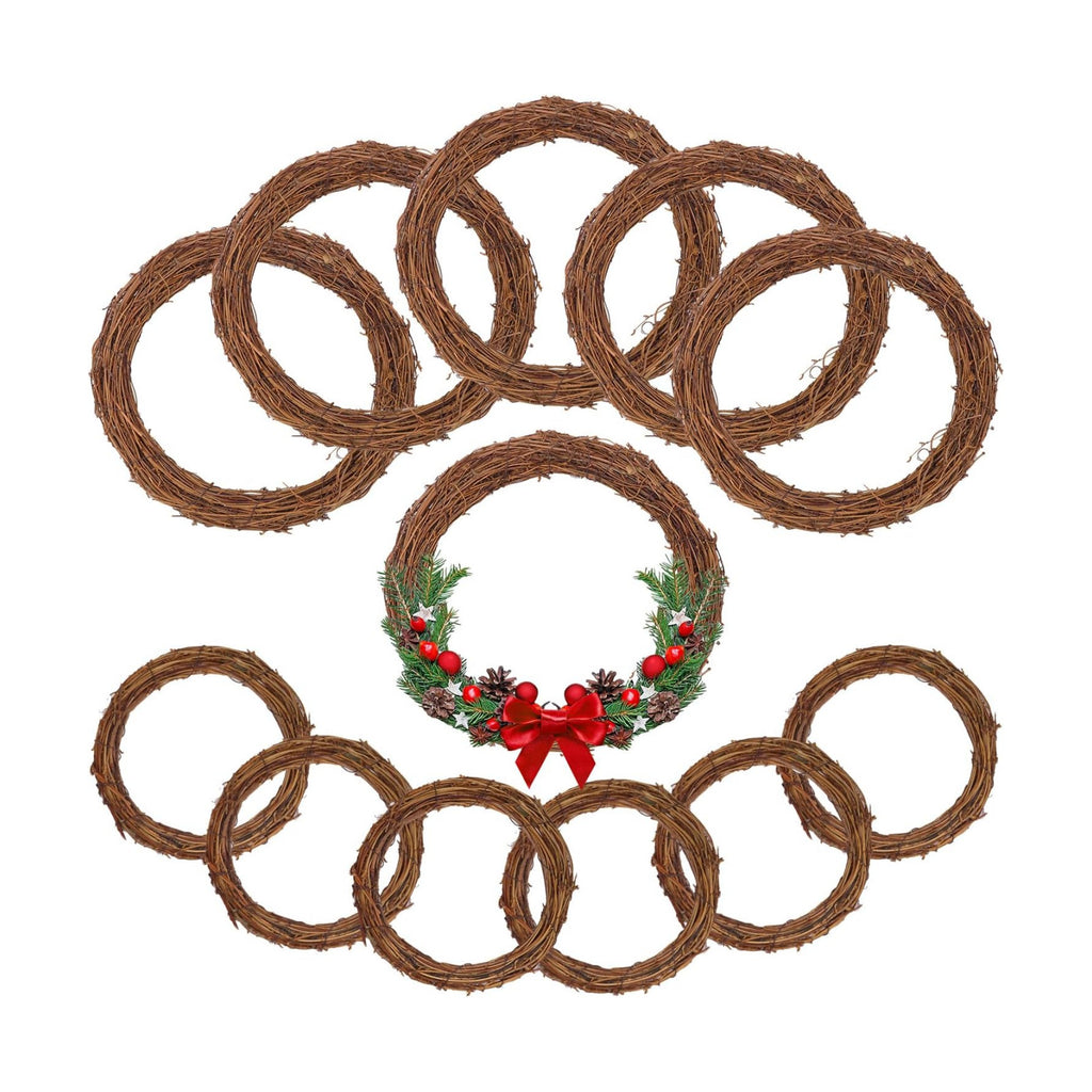 12 Pcs 12 Inch & 8 inch Natural Grapevine Wreath Set, Hand-Woven Vine Branch Wreaths for DIY Crafts, Christmas Decorations, Home & Event Styling(6 Pieces per Size)