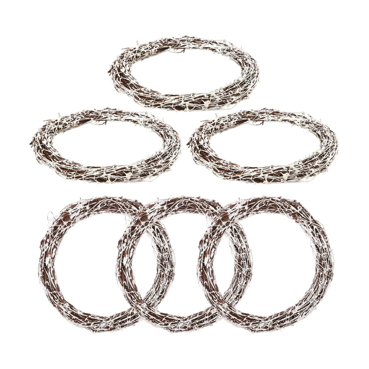 6 Pcs 12 inch Natural Grapevine Wreath Set, White