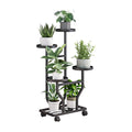 Plant Stand with Wheels, Black 4 Tier Metal Plant Shelf for Indoor Outdoor | Corner Plants Stand Indoor for Bedroom