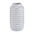 Ceramic Vase for Flowers – Modern Small Ribbed Textured Flower Vase for Home Decor, Pampas Grass, Decorative, Farmhouse, Coffee Table, Kitchen Centerpieces, Bookshelf and Home Living (Glaze White)