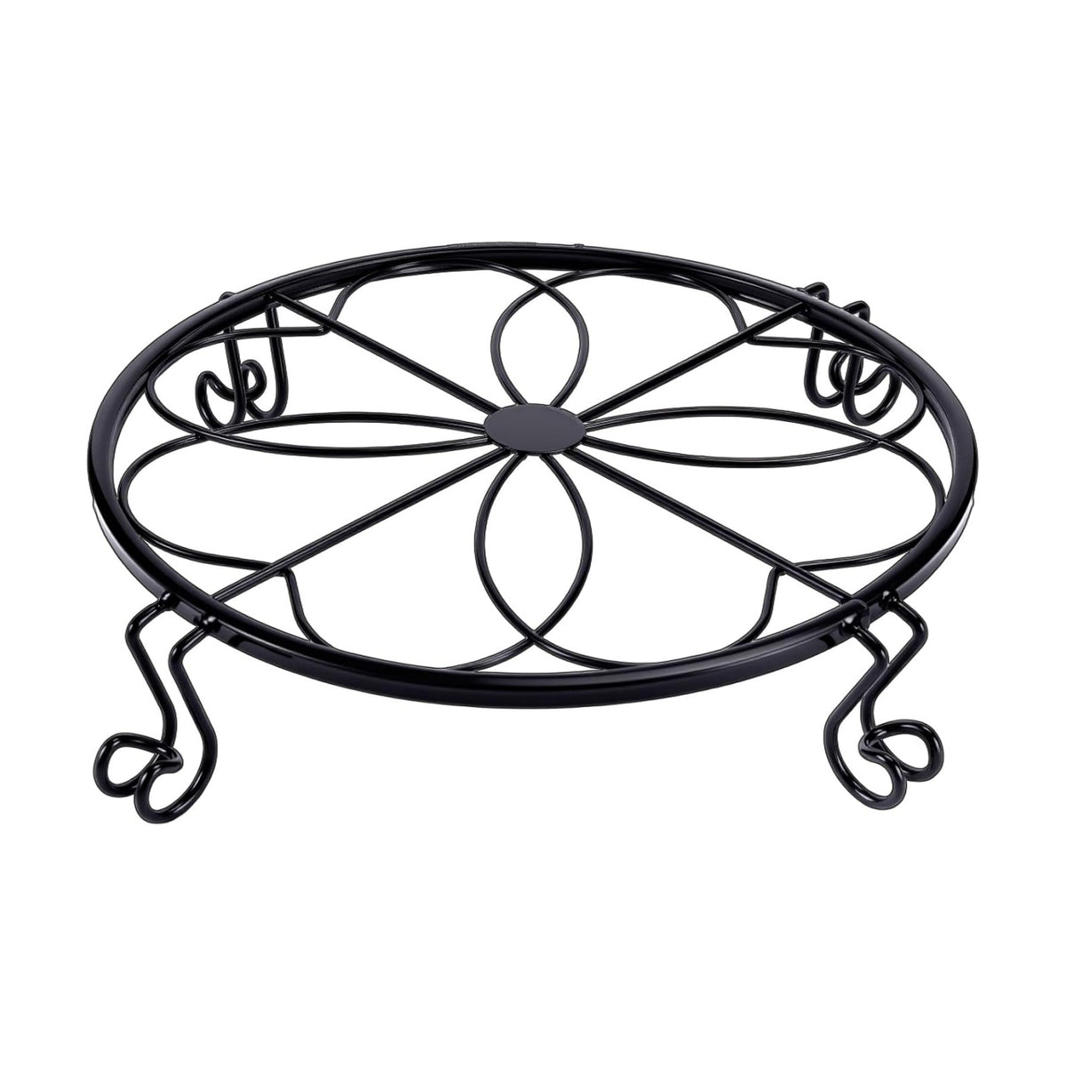 1/2/4 Pack 10/12 Inch Heavy Duty Iron Plant Stands - Rustproof Metal Flower Pot Holder for Indoor Outdoor Use, Round Wrought Iron Planter Stand for Corner Gardening, Patio, Balcony Decor- Black (12IN1PCS)