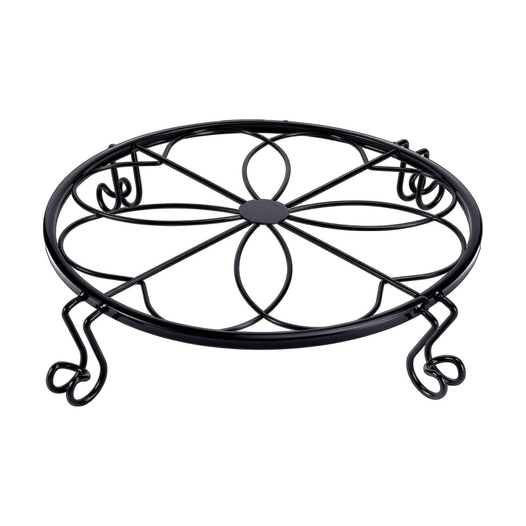 1/2/4 Pack 9/10/12 Inch Heavy Duty Iron Plant Stands - Rustproof Metal Flower Pot Holder for Indoor Outdoor Use, Round Wrought Iron Planter Stand for Corner Gardening, Patio, Balcony Decor- Black (9IN1PCS)
