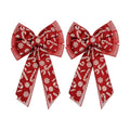 Red Fabric Bows,11 Inch Big Wreath Bows for Holiday and Outdoor Decor