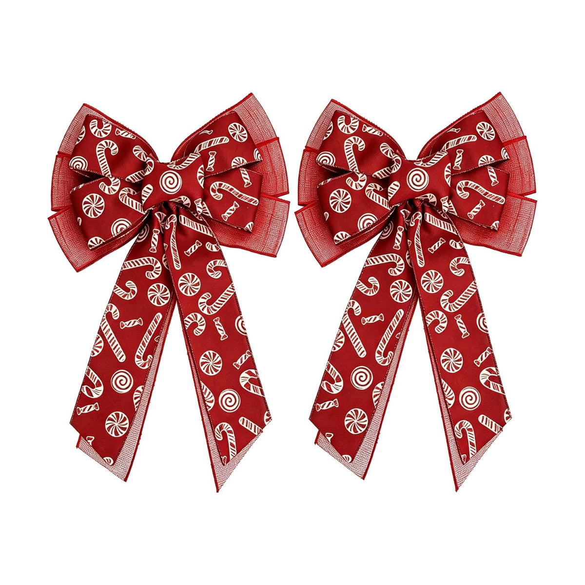 Red Fabric Bows,11 Inch Big Wreath Bows for Holiday and Outdoor Decor