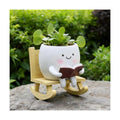 Smiley Face Planter Pot, Cute Resin Head Planter with Drainage Hole, Unique Rocking Chair Succulent Pot for Indoor