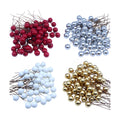 DoubleWood Artificial Holly Berries with Wire Stems, 400Pcs Red Mini Berry Picks, 10mm Fake Berries for Crafts, Artificial Berries for Christmas Tree Wreath Decor (400, Red, Gold, Silver, White)