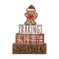 DIYDEC 4Pcs Christmas Table Decoration Gingerbread Man Wooden Block Sign Christmas Tiered Tray Decor Centerpiece Decorative Sign for Xmas Holiday Tabletop Coffee Fireplace Shelf Desk Party Decor