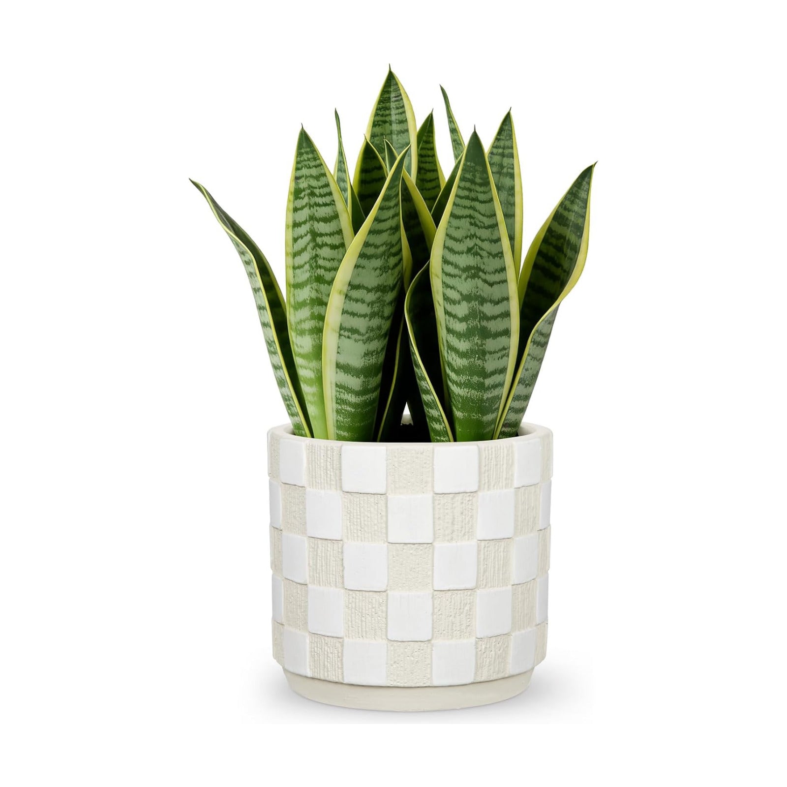 5.5 inch Ceramic Plant Pots with Drainage Hole & Silicone Plug, Checker Ceramic Round Planter Flower Planter for Indoor