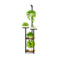 LASZOLA Hanging Plant Stand Holder Indoor Outdoor Tall, 4 Tier Black | Large Heavy Duty Metal Vertical Corner Hanger