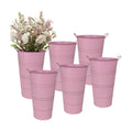 12 Inch Galvanized Metal Vase, 6 Pack Tall Flower Buckets with Handles