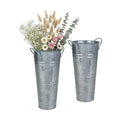 9 Inch Galvanized Flower Bucket, 2 Pack Tabletop Vases for Dried Flowers