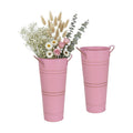 9 Inch Galvanized Flower Bucket, 2 Pack Tabletop Vases for Dried Flowers