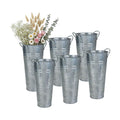 9 Inch Galvanized Flower Bucket, 6 Pack Tabletop Vases for Dried Flowers