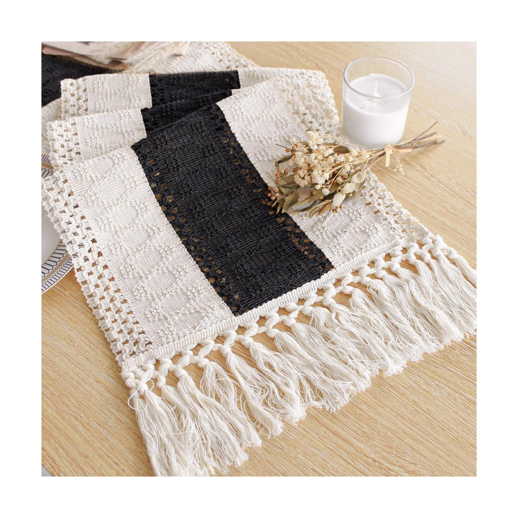 FEXIA Farmhouse Table Runner for Home Decor 12x90 Black Fall Home Decor