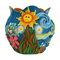 Starry Night Theme Flower Pots Colorful Art Planter Pots for Indoor Plant Cute Unique Resin Flower Pot with Drainage