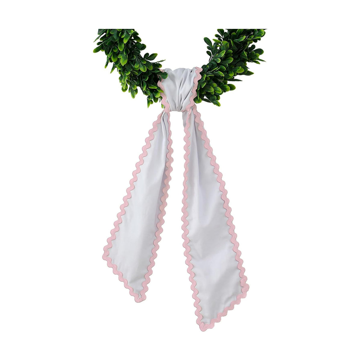 DYSHAYEN Wreath Sash for Front Door, White with Pink Trim