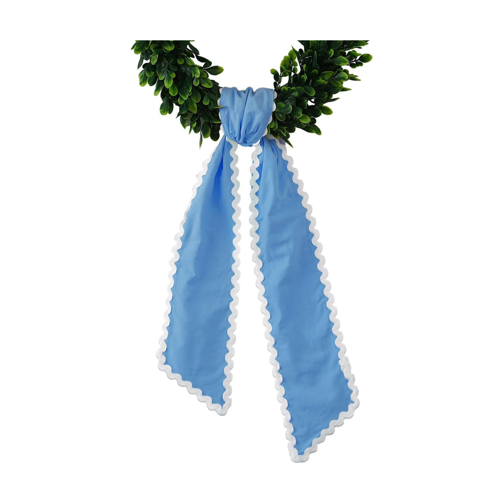 DYSHAYEN Wreath Sash for Front Door, Blue with White Trim