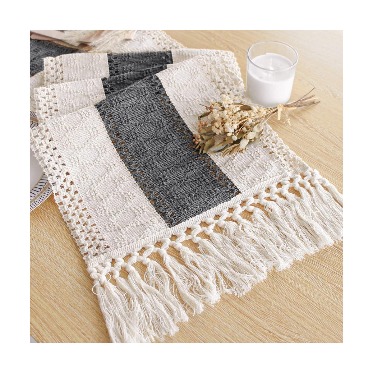 FEXIA Farmhouse Table Runner for Home Decor 12x60 Grey Fall Home Decor