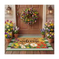 Tinideya 2 Pcs Spring Floral Layered Doormat Set for Seasonal Porch Decor