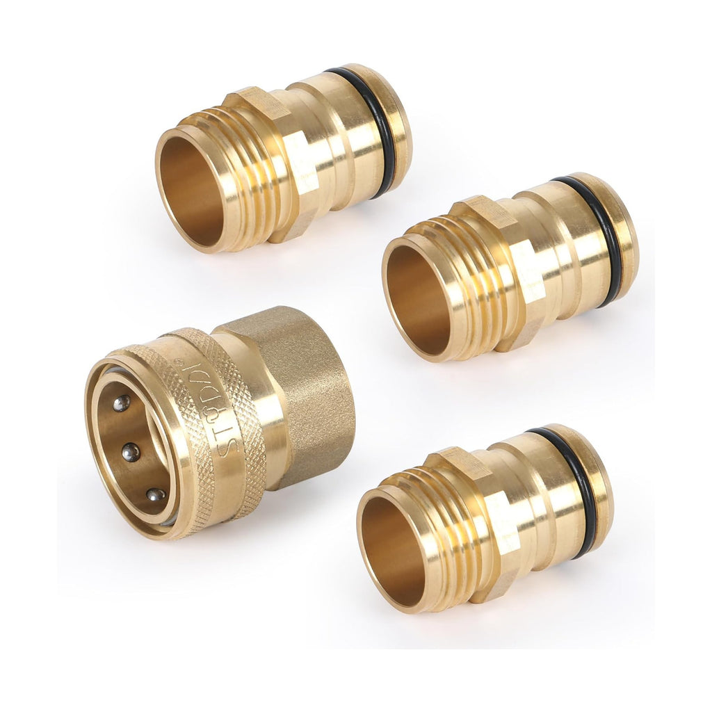 3/4-inch Full Flow Super Heavy Duty Hose Quick Connect Fittings, Lead-free Brass Full Port Garden Hose Quick Connector