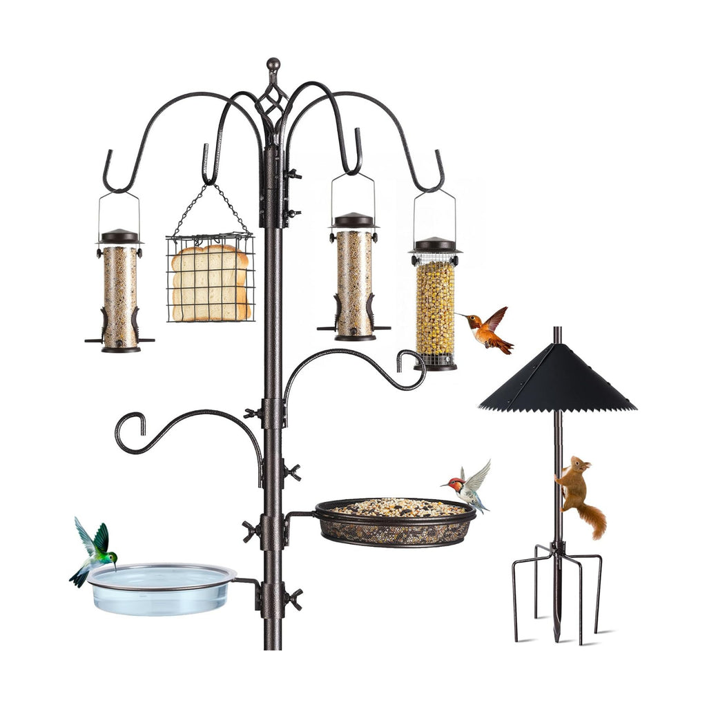94-Inch Bird Feeding Station Kit, 6-Hook Pole with Squirrel Baffle