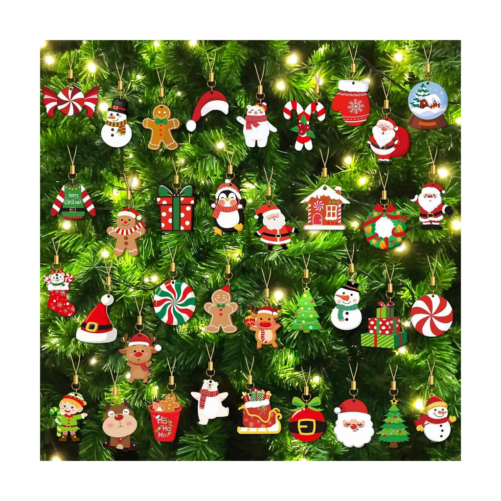 36PCS Christmas Ornaments Double Side Xmas Hanging Decor for Tree