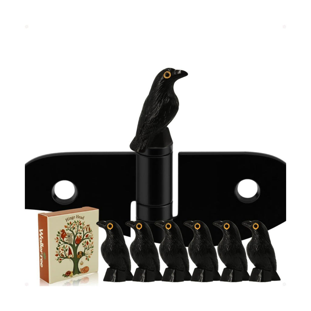 Black Crows Door Hinge Toppers Set of 6 - Spooky Black Raven Miniature Hinge Heads Decorative Topper - Magnetic Decorative Charms for Halloween Home Decor