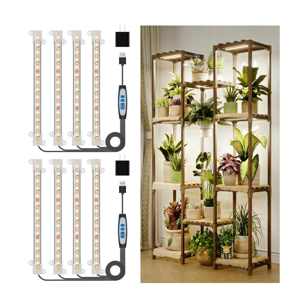 Kullsinss 8in Grow Lights Strips for Indoor Plants, 112 LEDs Plant Light | 4-Strip Full Spectrum with Red, Warm & Cool