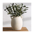 Dobbyby Ceramic Flower Vase 7.6 inch Farmhouse Rustic Vase Decorative Pottery Terracotta Vases for Home Decor Table Mantle Fireplace Living Room Bathroom Wedding Centerpiece (White-Upgraded)