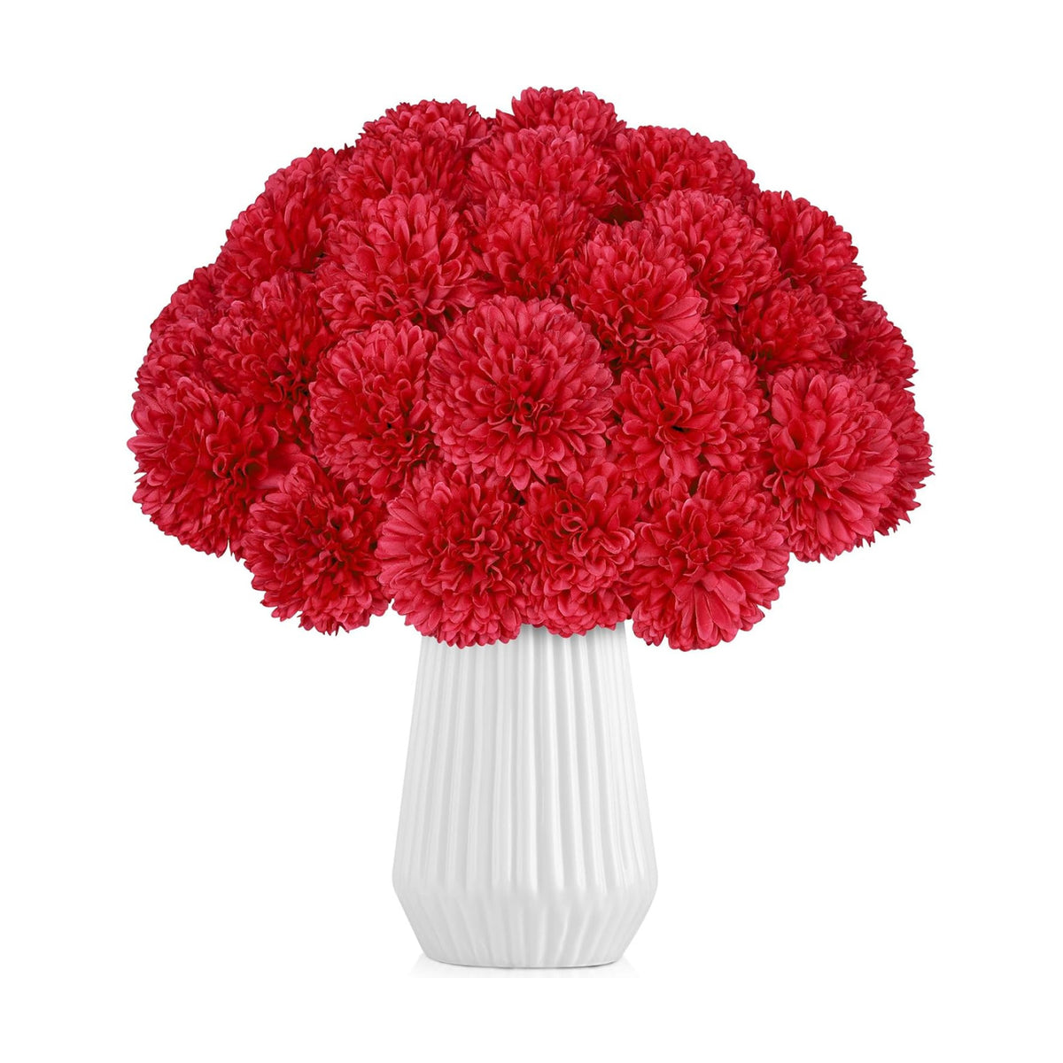 36 Pcs Artificial Chrysanthemums Flowers Red Flowers Fake Mums Silk Flowers for Spring Home Decor Christmas Floral Arrangement Halloween Table Centerpiece