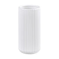 TIMEFOTO White Ceramic Flower Vase for Pampas Grass, 6 inch Small Decorative Centerpiece Ribbed Vase for Dining Table, Office Desktop, Shelf Bookshelf, Mantel, Bathroom, Countertop, Farmhouse, Gift