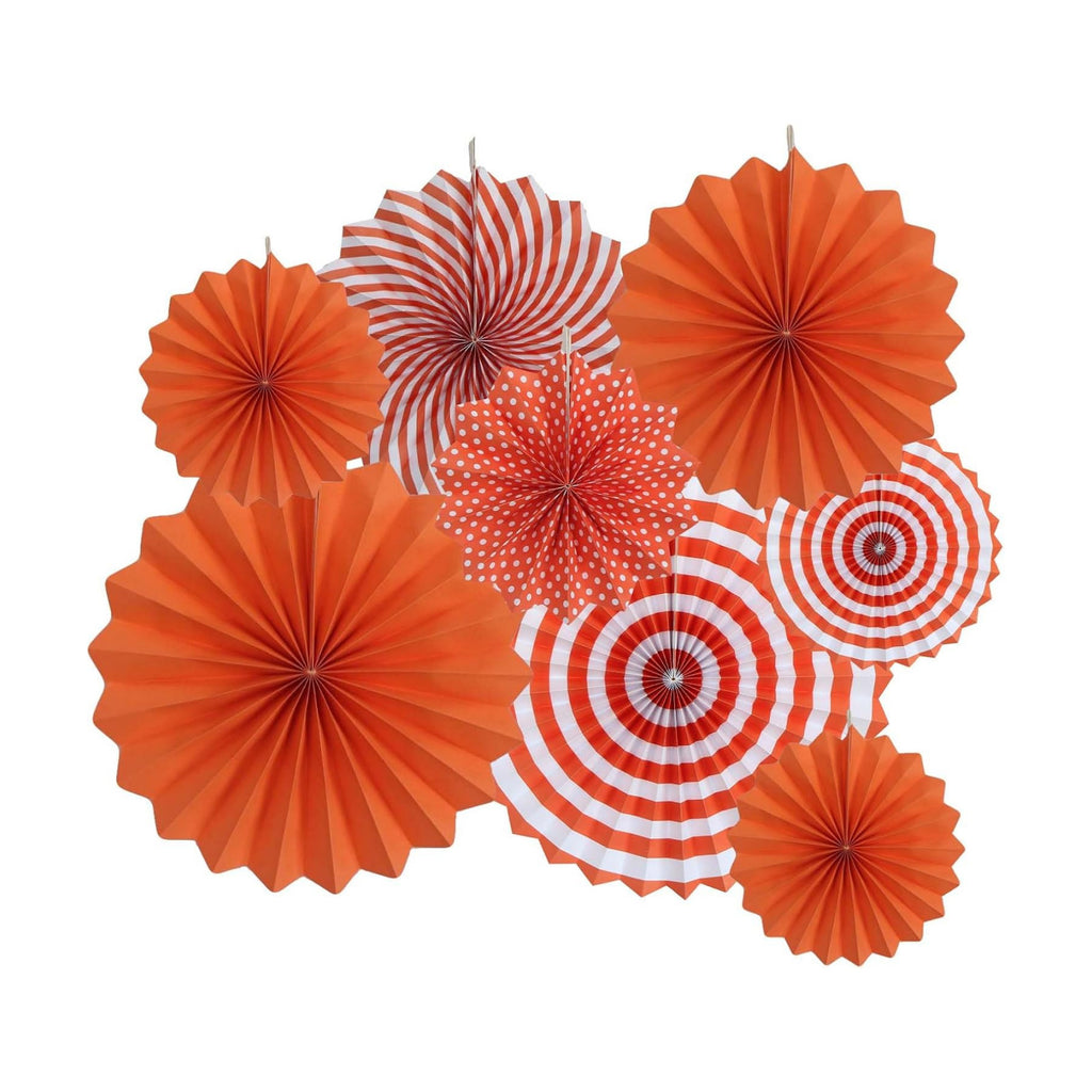 Orange Party Decorations Hanging Paper Fans for Fall Thanksgiving Halloween
