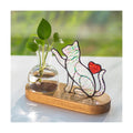 Hewory Handmade Cat Planter: Iridescent Stained Glass Propagation Stations | Cat Gifts for Women, Plant Lovers, Decor