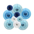 Blue Honeycomb Paper Fan Decorations Royal Blue Hanging Decor 10Pcs