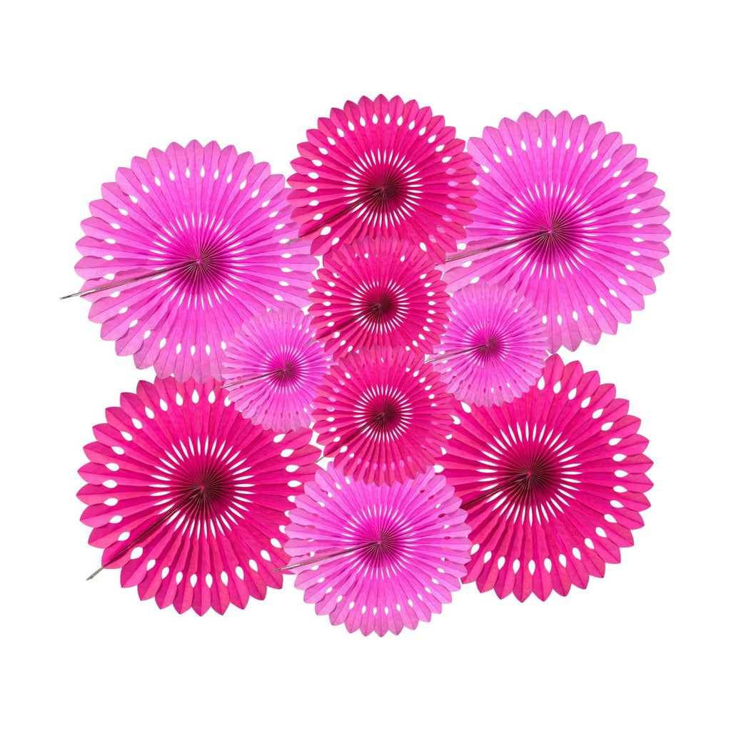 Pink Decorations for Party Paper Honeycomb Fans Hot Pink 10Pcs