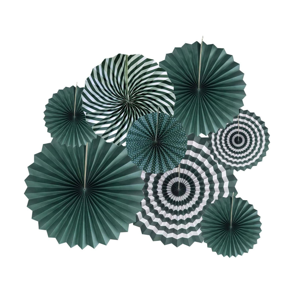 Green Party Decorations Emerald Green Hanging Round Paper Fans
