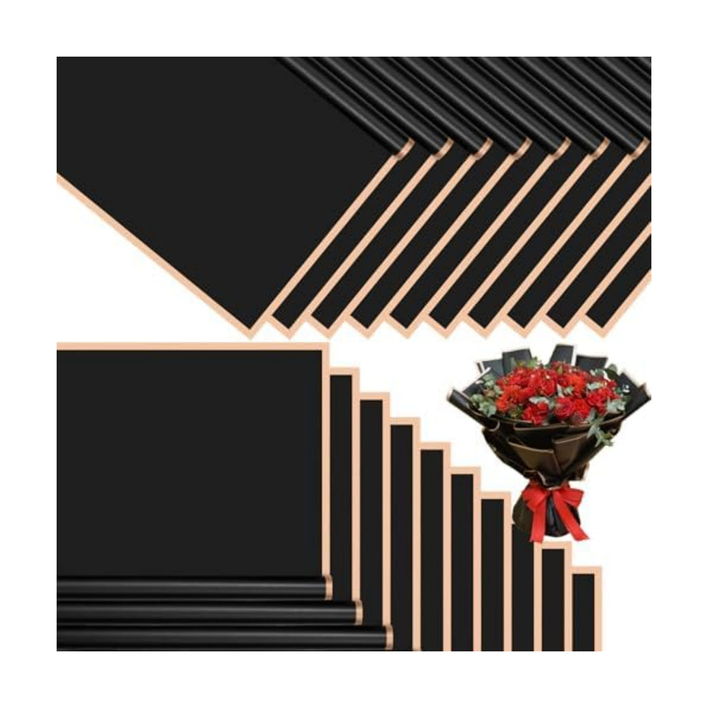 DEWJDFSC 20 Sheets Flower Bouquet Wrapping Paper Floral Korean Black-3