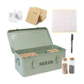 Seed Storage Organizer, 4 Compartment Metal Seed Saving Box with Lid and Safety Locks,Seeds Packet Container with 1