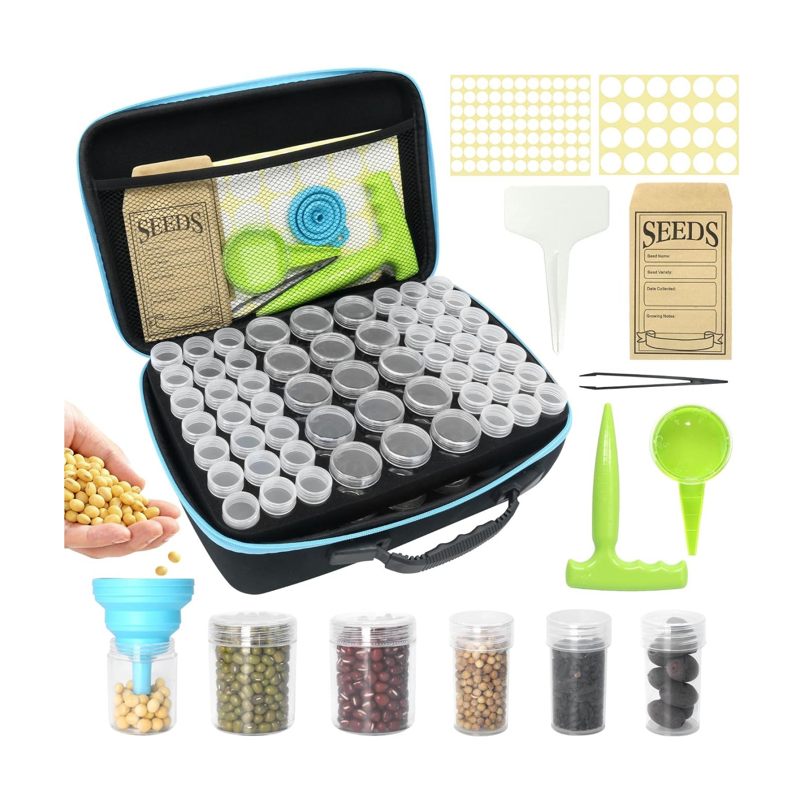 Seed Storage Organizer, 114 Slots Seed Storage Box with 20 Envelopes | Waterproof EVA Seed Storage with 20 Envelopes